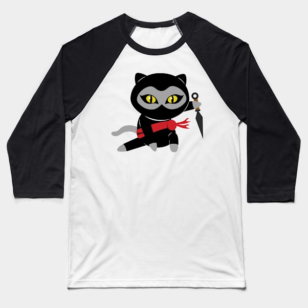 Ninja Cat Stalks You! Baseball T-Shirt by The Toku Verse